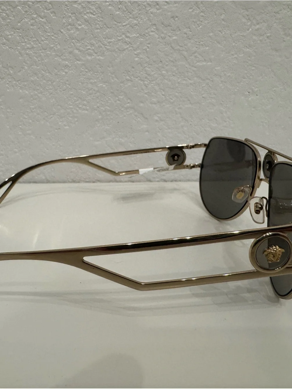 Versace Gold Frame Sunglasses with Gray Lenses